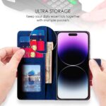Shock Proof Flip Cover Back Case for Apple Iphone 14 Pro Max | Magnetic Wallet Leather Case with Stand - Image 6