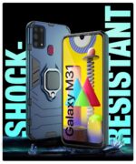 Shock Proof Back Case Mobile Cover for Samsung Galaxy M31 / F41 / M31 Prime | Back Cover Case (Tough Armor | Hybrid PC + TPU | Ring Holder & in-Built Kickstand | Blue) - Image 3
