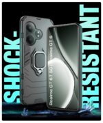 Shock Proof Back Case Mobile Cover for Realme GT 6T 5G | Realme GT 6 | Back Cover Case (Tough Armor | Hybrid PC + TPU | Ring Holder & in-Built Kickstand | Black) - Image 6