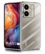 Transparent Back Cover Case for Compatible with Lava Blaze 3 5G | Raised Bumps for Full Device & Camera Protection Shockproof TPU Silicone Back Case Mobile Cover Transparent