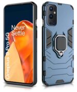 Shock Proof Back Case Mobile Cover for 1+ OnePlus 9 Pro 5G | Back Cover Case (Tough Armor | Hybrid PC + TPU | Ring Holder & in-Built Kickstand | Blue) - Image 2