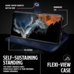 Shock Proof Flip Cover Back Case for Samsung Galaxy S22 Ultra | Magnetic Wallet Leather Case with Stand - Image 5