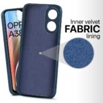 Slim Ultra Soft Rubberised Back Cover for Oppo A38 | Oppo A18 | Inner Velvet Micro Fibre Fabric Lining | Matte Silicone Flexible Camera Protection Back Case - Blue - Image 2