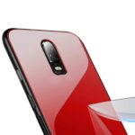 Luxury Mirror Bumper Back Tempered Glass Case [ Anti Slip ] Super Slim [Flexible] All Angle Protection Full Mirror View Back Lightweight Matte Soft Back Case Cover for Oneplus 6T - Red - Image 2