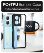 kelpuj Shock Proof Clear Protective Back Case for Infinix Hot 30 5G - AirEDGE Technology | 360 Degree Camera Protection | Transparent Hybrid Back Case Mobile Cover - Black - Image 6