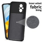 Back Cover for Xiaomi Poco M5 | Ultra Slim Soft Rubberised Case | Inner Velvet Fabric Lining | Matte Silicone Flexible Mobile Case | Camera Protection - Black - Image 2
