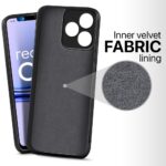 kelpuj Back Cover for Realme Narzo N53 | Realme C53 | Realme C51 | Ultra Slim Soft Rubberised Case | Inner Velvet Fabric Lining | Matte Silicone Flexible Mobile Case | Camera Protection - Black - Image 2