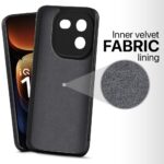 Back Cover for iQOO 12 5G | Ultra Slim Soft Rubberised Case | Inner Velvet Fabric Lining | Matte Silicone Flexible Mobile Case | Camera Protection - Black - Image 3
