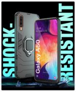 Shock Proof Back Case Mobile Cover for Samsung Galaxy A50 | A50s | A30s (Armor | Hybrid PC + TPU | Full Protection with Ring Holder Kickstand | Carbon Black) - Image 3