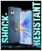 Shock Proof Back Case Mobile Cover for Oppo A17 | Back Cover Case (Tough Armor | Hybrid PC + TPU | Ring Holder & in-Built Kickstand | Blue) - Image 3