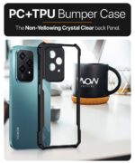 Shock Proof Clear Protective Back Case for Honor 200 Lite - AirEDGE Technology | 360 Degree Camera Protection | Transparent Hybrid Back Case Mobile Cover - Black - Image 4