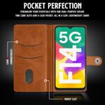 Shock Proof Flip Cover Back Case for Samsung Galaxy F14 5G | Magnetic Wallet Leather Case with Stand - Image 4