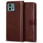 Shock Proof Flip Cover Back Case for Motorola Moto G72 | Magnetic Wallet Leather Case with Stand - Image 2