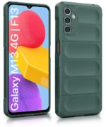 Ultimate Silicon Back Cover Case for Samsung Galaxy M13 4G | F13 | Military Grade Drop Protection Shockproof Bumper | Anti-Slip Grip | Scratch Proof Micro-Fibre Cloth Inside (Forest Green) - Image 2