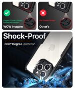 Shock Proof Clear Mobile Back Cover Case for Apple iPhone 15 Pro Max | AirEDGE Technology | Hard | Hybrid PC + TPU | Full Armour Device & Camera Protection - Black - Image 6