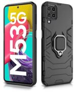 Shock Proof Back Case Mobile Cover for Samsung Galaxy M53 5G | Back Cover Case (Tough Armor | Hybrid PC + TPU | Ring Holder & in-Built Kickstand | Black) - Image 2