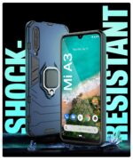 Shock Proof Back Case Mobile Cover for XIAOMI MI A3 | Back Cover Case (Tough Armor | Hybrid PC + TPU | Ring Holder & in-Built Kickstand | Blue) - Image 3