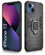 Tough Armor Bumper Back Case Cover for iPhone 13 (6.1?) | Ring Holder & Kickstand in-Built | Excellent 360 Degree Protection (Carbon Black) - Image 2