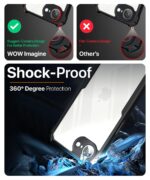 Shock Proof Clear Protective Back Case for iPhone 16e - AirEDGE Technology | 360 Degree Camera Protection | Transparent Hybrid Back Case Mobile Cover - Black - Image 3