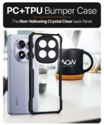 kelpuj Shock Proof Clear Protective Back Case for Redmi Note 14 Pro 5G | Poco X7 5G - AirEDGE Technology | 360 Degree Camera Protection | Transparent Hybrid Back Case Mobile Cover - Black - Image 8