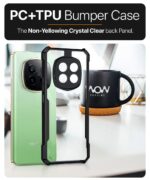 TPU+PC Shock Proof Clear Protective Back Case for Realme P2 Pro 5G - Airedge Technology | 360 Degree Camera Protection | Transparent Hybrid Back Case Mobile Cover - Black - Image 4