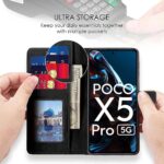 Shock Proof Flip Cover Back Case for Poco X5 Pro 5G | Magnetic Wallet Leather Case with Stand - Image 4