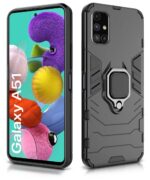 Shock Proof Back Case Mobile Cover for Samsung Galaxy A51 (Armor | Hybrid PC + TPU | Full Protection with Ring Holder Kickstand | Carbon Black) - Image 2