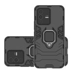 Shock Proof Back Case Mobile Cover for Vivo V23 | Back Cover Case (Tough Armor | Hybrid PC + TPU | Ring Holder & in-Built Kickstand | Black) - Image 5
