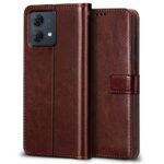 Shock Proof Flip Cover Back Case for Motorola Moto G84 5G | Magnetic Wallet Leather Case with Stand - Image 3