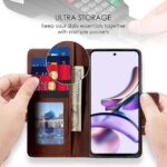 Shock Proof Flip Cover Back Case for Motorola Moto G13 | Magnetic Wallet Leather Case with Stand - Image 3