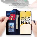 Shock Proof Flip Cover Back Case for Realme Narzo N53 | Magnetic Wallet Leather Case with Stand - Image 3