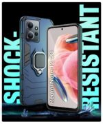 Shock Proof Back Case Mobile Cover for Xiaomi Redmi Note 12 4G | Back Cover Case (Tough Armor | Hybrid PC + TPU | Ring Holder & in-Built Kickstand | Blue) - Image 6