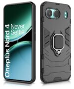 Shock Proof Back Case Mobile Cover for 1+ OnePlus Nord 4 5G | Back Cover Case (Tough Armor | Hybrid PC + TPU | Ring Holder & in-Built Kickstand | Black) - Image 4