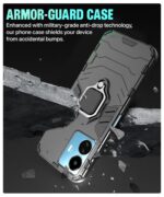 Shock Proof Back Case Mobile Cover for Vivo Y77 5G | Back Cover Case (Tough Armor | Hybrid PC + TPU | Ring Holder & in-Built Kickstand | Black) - Image 4