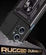 Tough Armor Bumper Mobile Back Case for Redmi Note 12 4G | Sliding Camera Shield Cover | Shock Proof 360? Protection | Hybrid PC + TPU | Ring Holder with Kickstand ? Black - Image 4