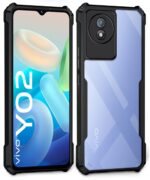 Shock Proof Clear Protective Back Case for Vivo Y02 | Vivo Y02t - AirEDGE Technology | 360 Degree Camera Protection | Transparent Hybrid Back Case Mobile Cover - Black - Image 2