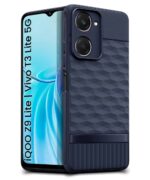 Back Cover for iQOO Z9 Lite | Vivo T3 Lite 5G | Y18t | Y18 | Y18e | Y03 | Y28s | Y37 with Hexa Cube Design | Inner Velvet Fabric | Matte Silicone Flexible Case | Camera Protection - Blue - Image 4