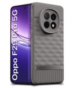 kelpuj Back Cover for Oppo F29 Pro 5G with Hexa Cube Design | Ultra Slim Soft Rubberised Case | Inner Velvet Fabric | Matte Silicone Flexible Mobile Case | Camera Protection - Grey - Image 2