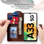 Shock Proof Flip Cover Back Case for Samsung Galaxy A33 5G | Magnetic Wallet Leather Case with Stand - Image 3