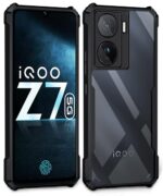 Shock Proof Clear Protective Back Case for iQOO Z7s 5G | iQOO Z7 5G - AirEDGE Technology | 360 Degree Camera Protection | Transparent Hybrid Back Case Mobile Cover - Earthy Black - Image 3