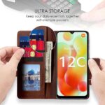 Shock Proof Flip Cover Back Case for Xiaomi Redmi 12C | Magnetic Wallet Leather Case with Stand - Image 4
