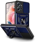 Tough Armor Bumper Mobile Back Case for Redmi Note 12 4G | Sliding Camera Shield Cover | Shock Proof 360? Protection | Hybrid PC + TPU | Ring Holder with Kickstand ? Blue - Image 3