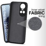 Back Cover for Oppo Reno 10 | Reno 10 Pro 5G | Ultra Slim Soft Rubberised Case | Inner Velvet Fabric Lining | Matte Silicone Flexible Mobile Case | Camera Protection - Black - Image 2