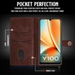 Shock Proof Flip Cover Back Case for Vivo Y100 5G | Magnetic Wallet Leather Case with Stand - Image 4