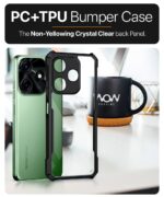 Shock Proof Clear Protective Back Case for Tecno Spark 10C - AirEDGE Technology | 360 Degree Camera Protection | Transparent Hybrid Back Case Mobile Cover - Black - Image 4