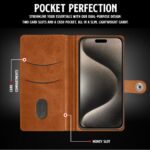 Shock Proof Flip Cover Back Case for Iphone 15 Pro Max | Magnetic Wallet Leather Case with Stand - Image 6