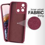 Slim Ultra Soft Rubberised Back Cover for Xiaomi Redmi 12C | Poco C55 | Inner Velvet Fabric Lining | Matte Silicone Flexible Camera Protection Back Case - Maroon Wine Red - Image 2