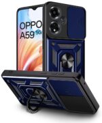 Tough Armor Bumper Mobile Back Case for Oppo A59 5G | Sliding Camera Shield Cover | Shock Proof 360? Protection | Hybrid PC + TPU | Ring Holder with Kickstand ? Blue - Image 4