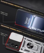 Tough Armor Bumper Mobile Back Case for 1+ OnePlus Nord 5 | Sliding Camera Shield Cover | Shock Proof 360? Protection | Hybrid PC + TPU | Ring Holder with Kickstand ? Silver - Image 8