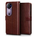 Shock Proof Flip Cover Back Case for Vivo V40 | Magnetic Wallet Leather Case with Stand - Image 4